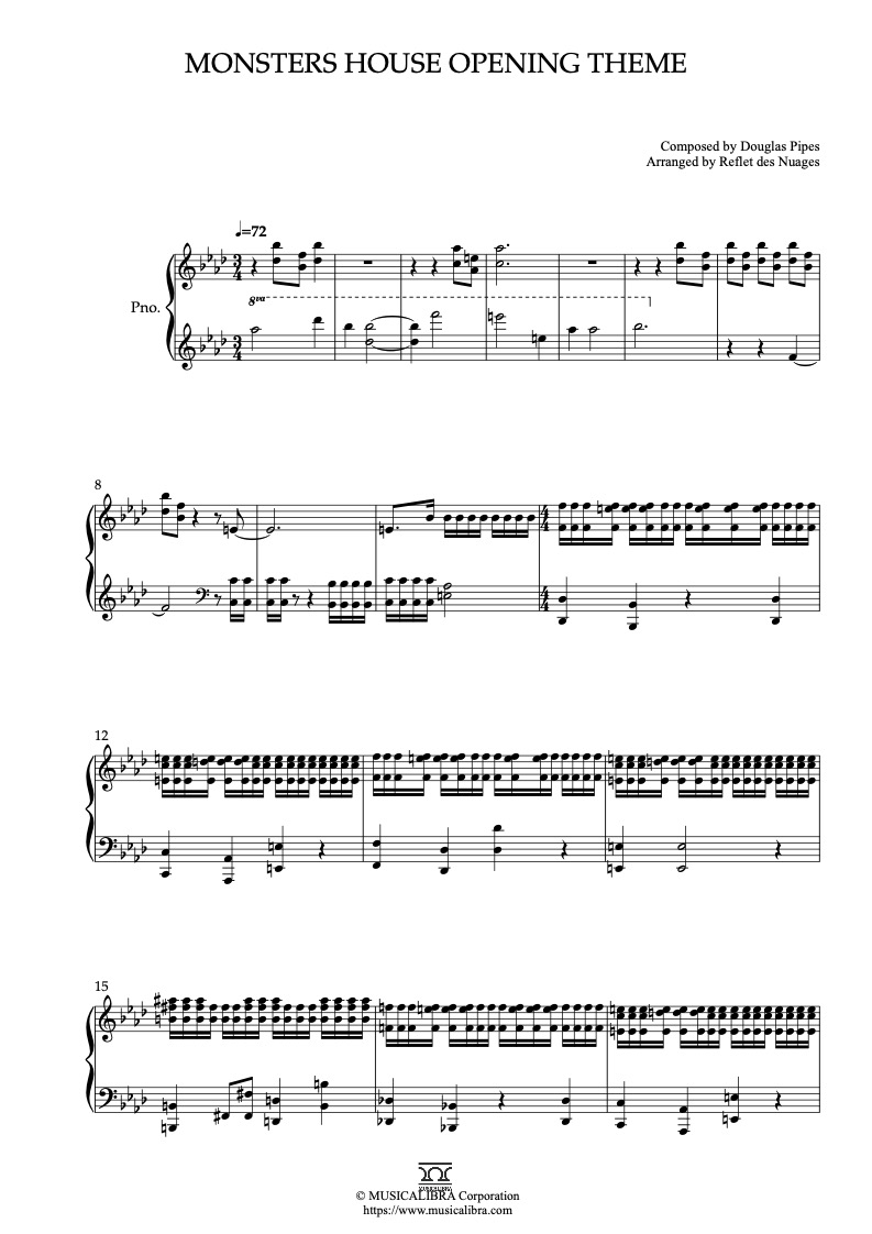 Monsters House Opening Theme 钢琴 独奏 乐谱