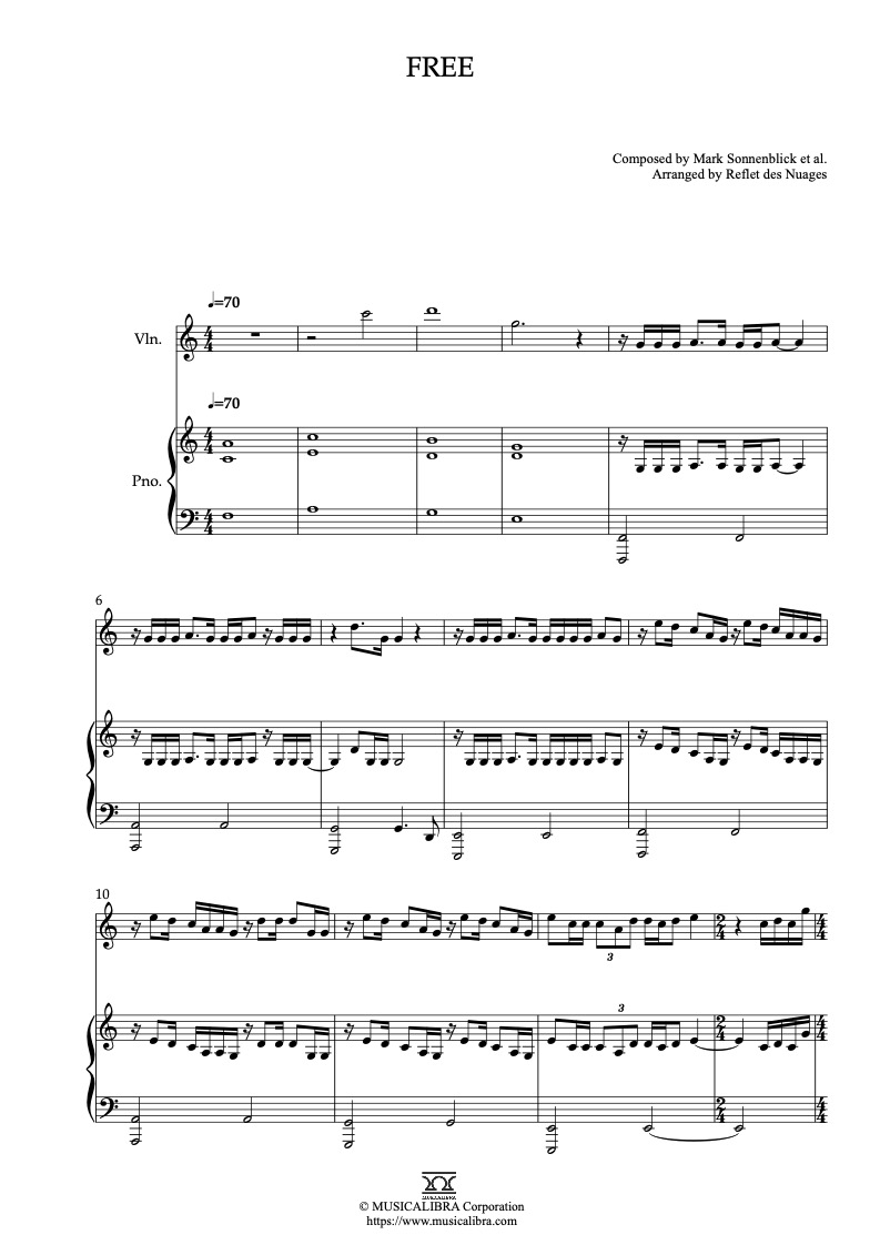 KPop Demon Hunters Free 二重奏 乐谱 - 小提琴, 钢琴