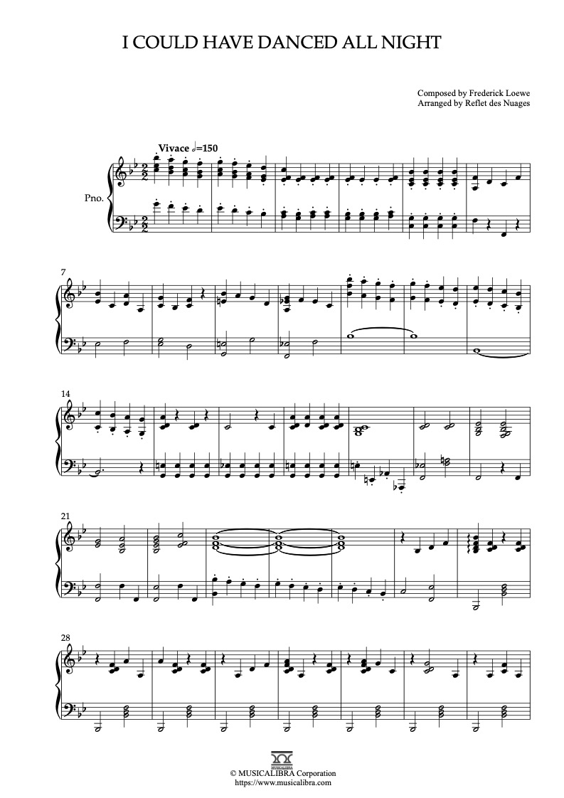 [PIANO SOLO 악보] I Could Have Danced All Night 피아노 편곡 악보 : MUSICALIBRA KOREA