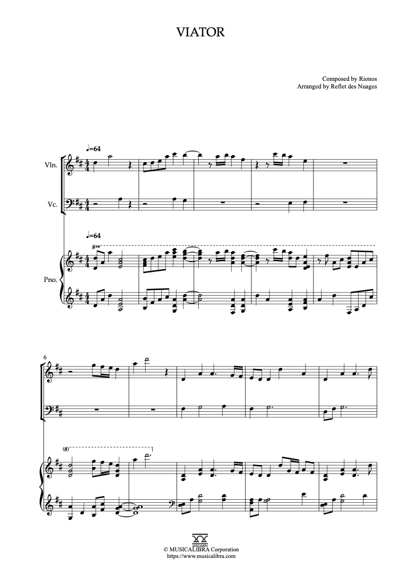 Maquia: When the Promised Flower Blooms Viator 三重奏 乐谱 - 小提琴, 大提琴, 钢琴