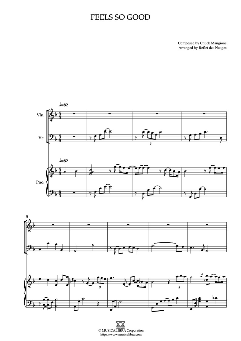 Chuck Mangione Feels So Good 三重奏 乐谱 - 小提琴, 大提琴, 钢琴