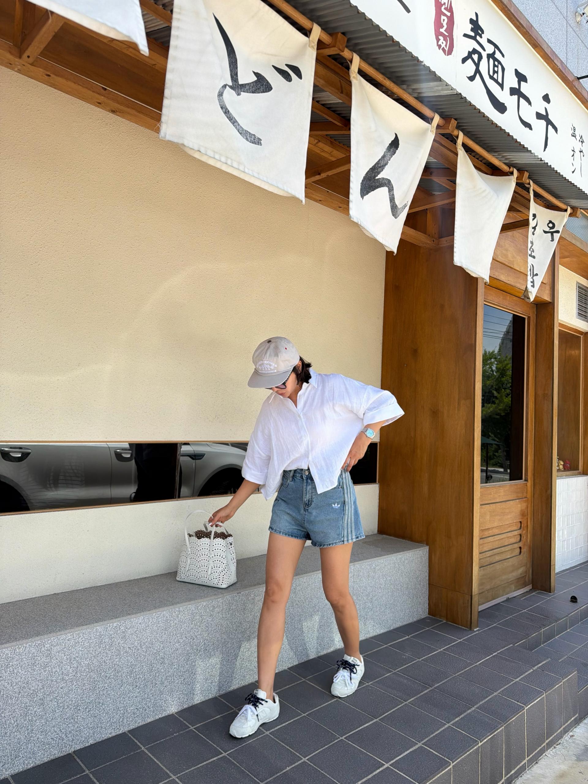 삼선 데님 숏팬츠