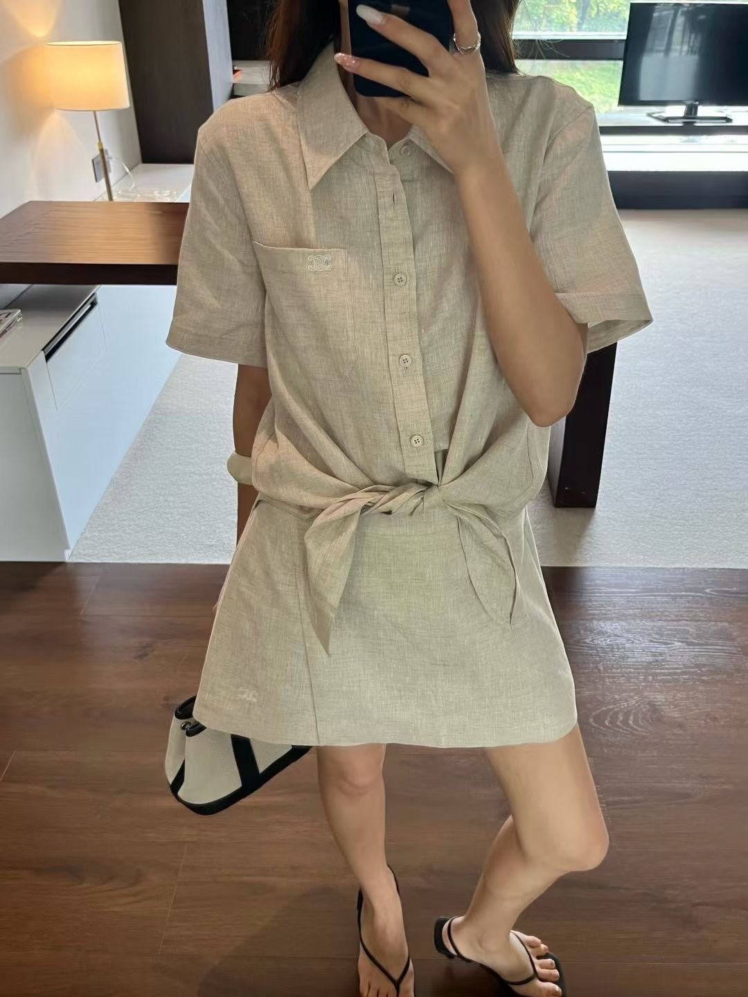 린넨 셔츠 랩반바지 셋업