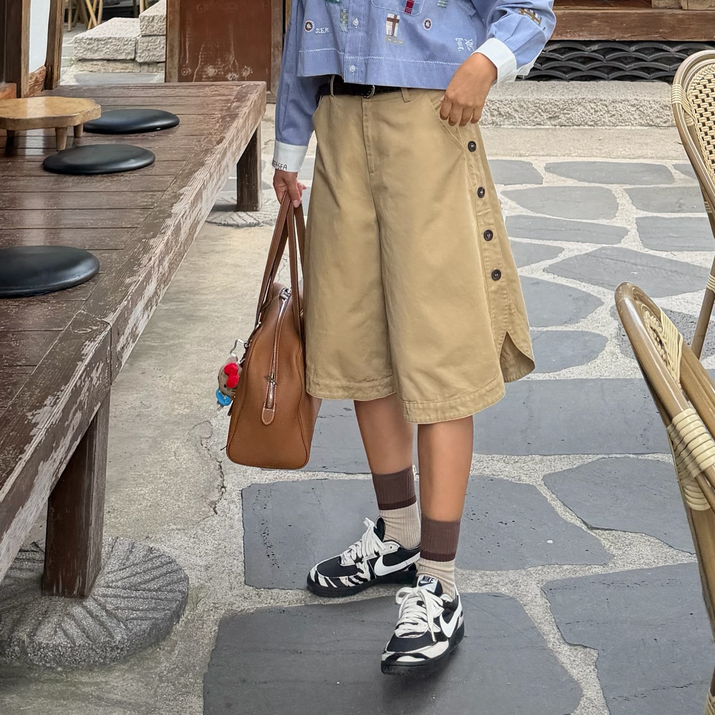 럭비 탑 & 버튼 버뮤다 팬츠