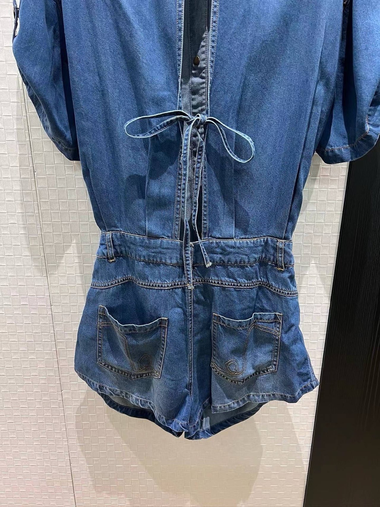 데님 반바지 점프수트