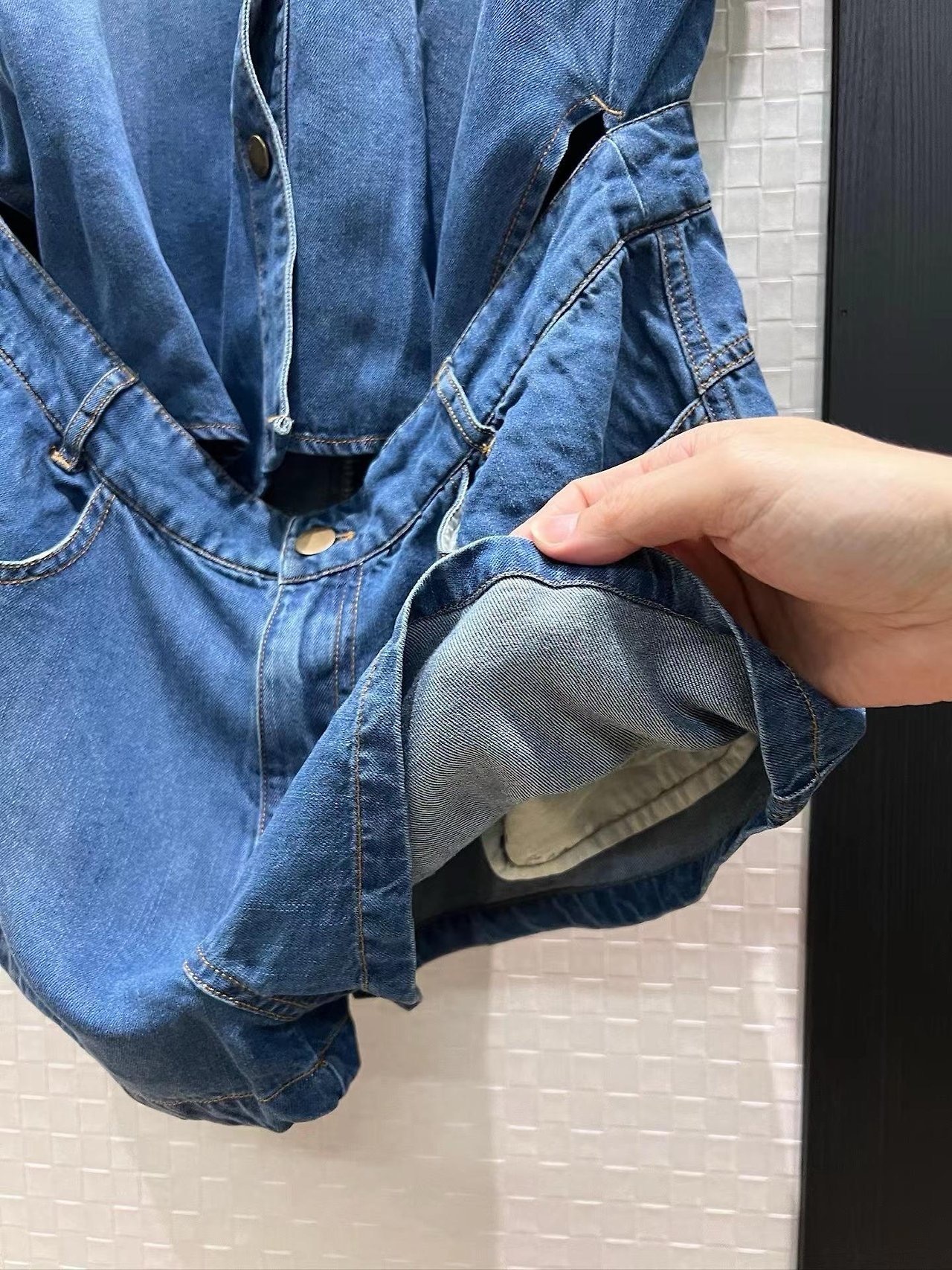 데님 반바지 점프수트