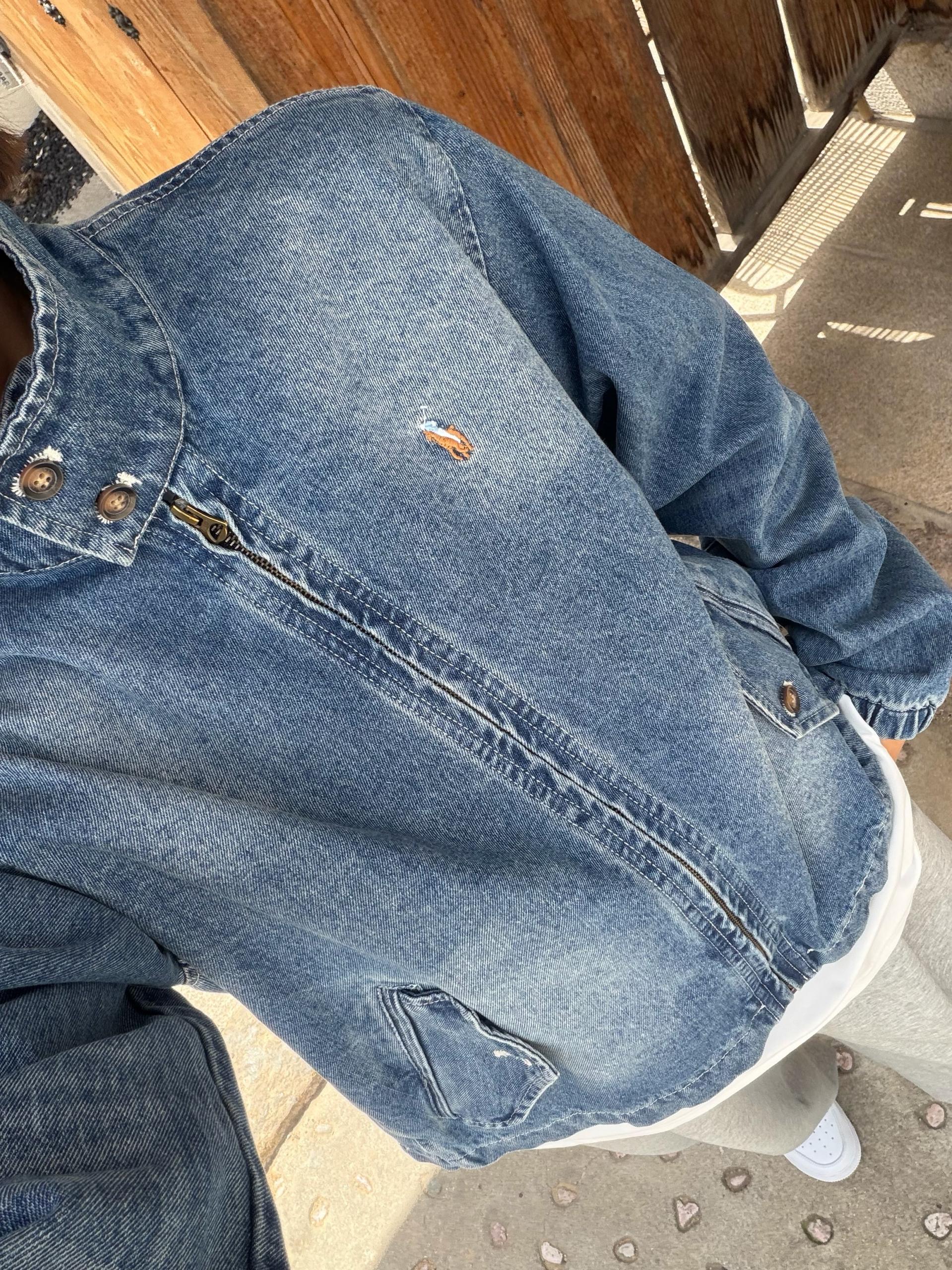 하이넥 데님 점퍼