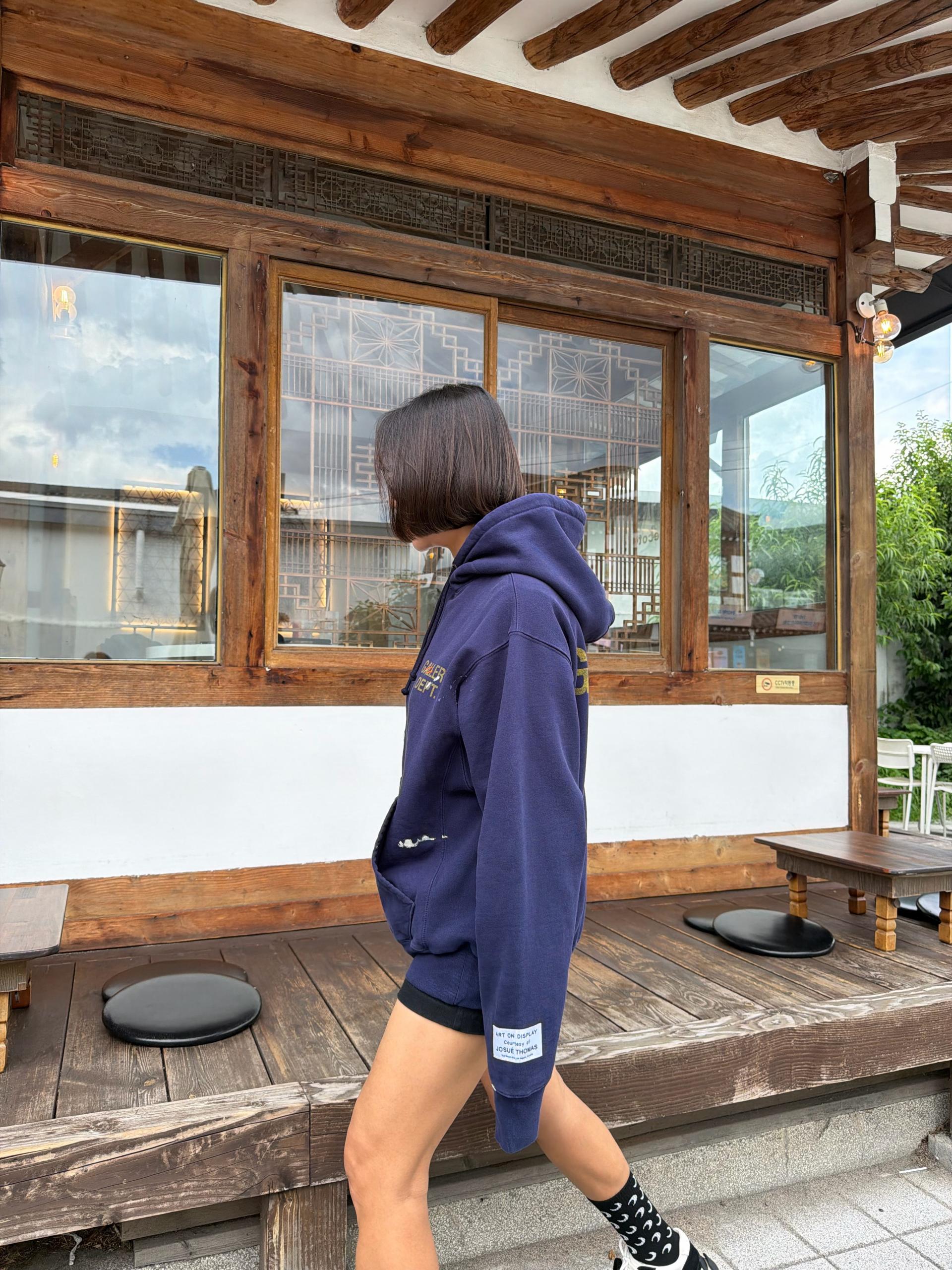 페인팅 기모 후드맨투맨