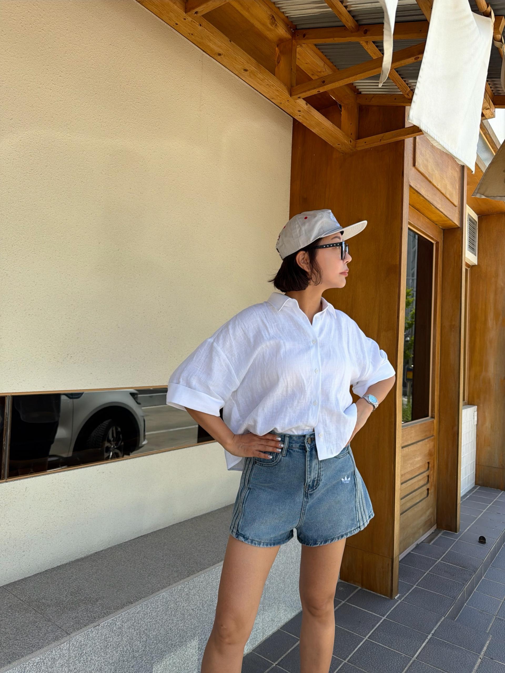 삼선 데님 숏팬츠