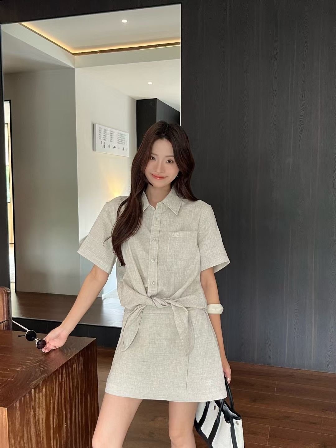 린넨 셔츠 랩반바지 셋업
