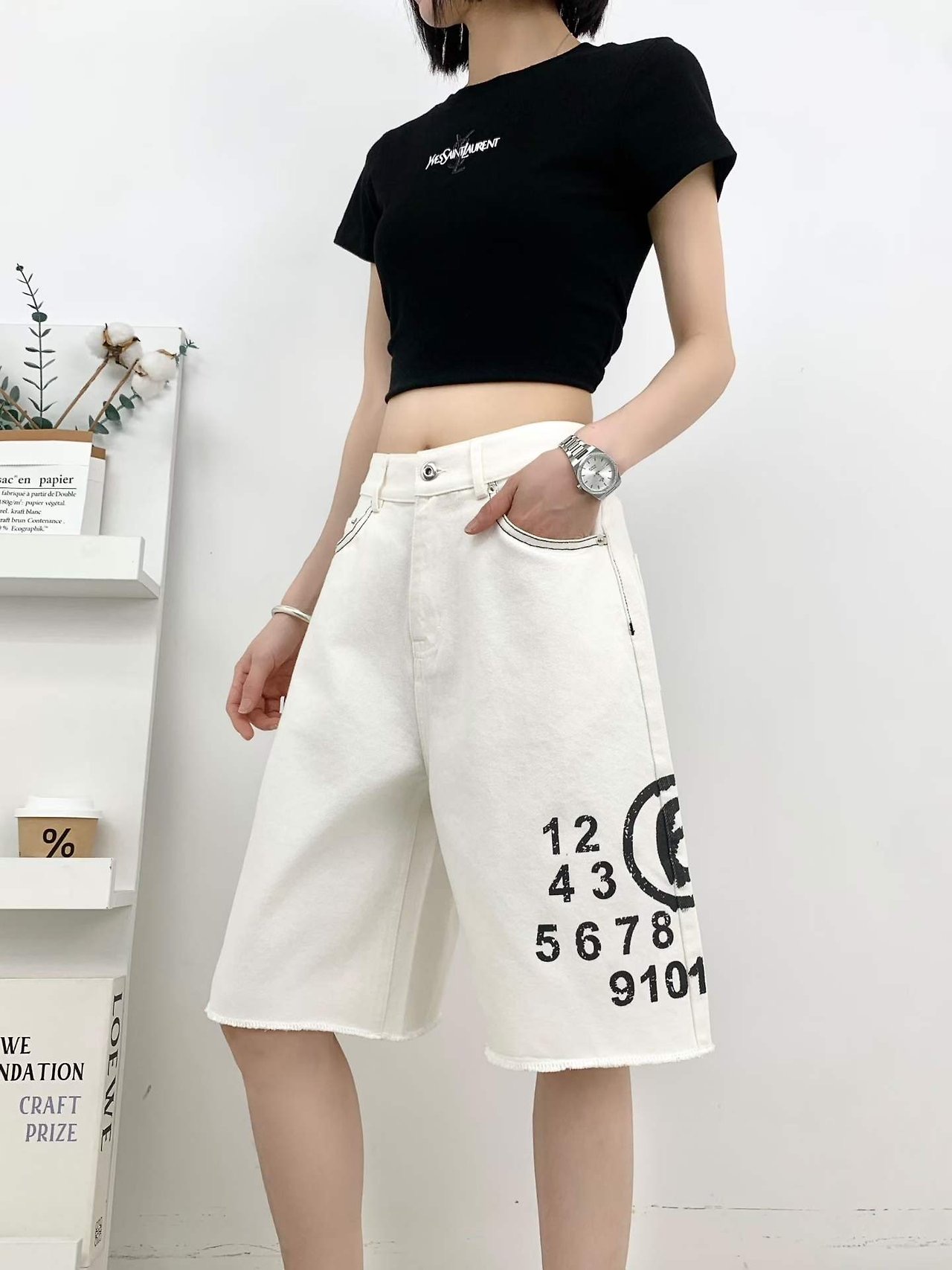 숫자 5부 데님팬츠