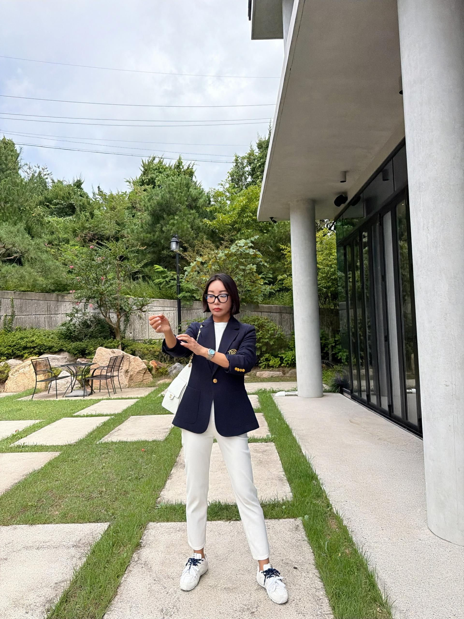 골드 원버튼 자켓