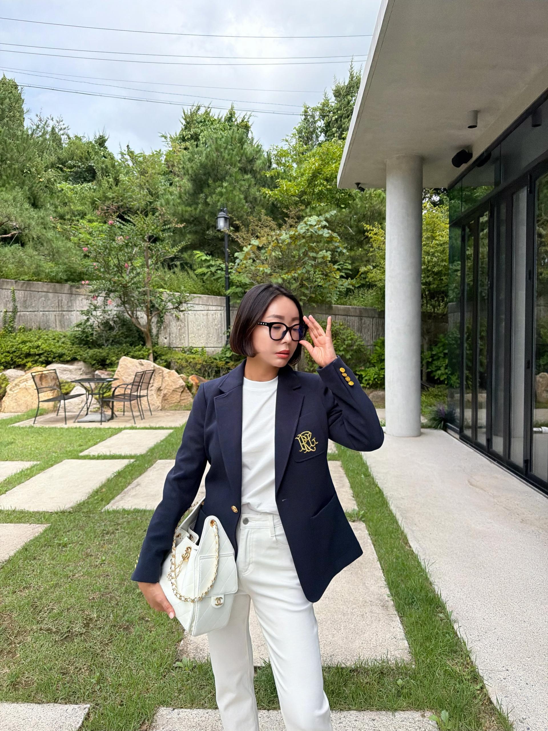 골드 원버튼 자켓