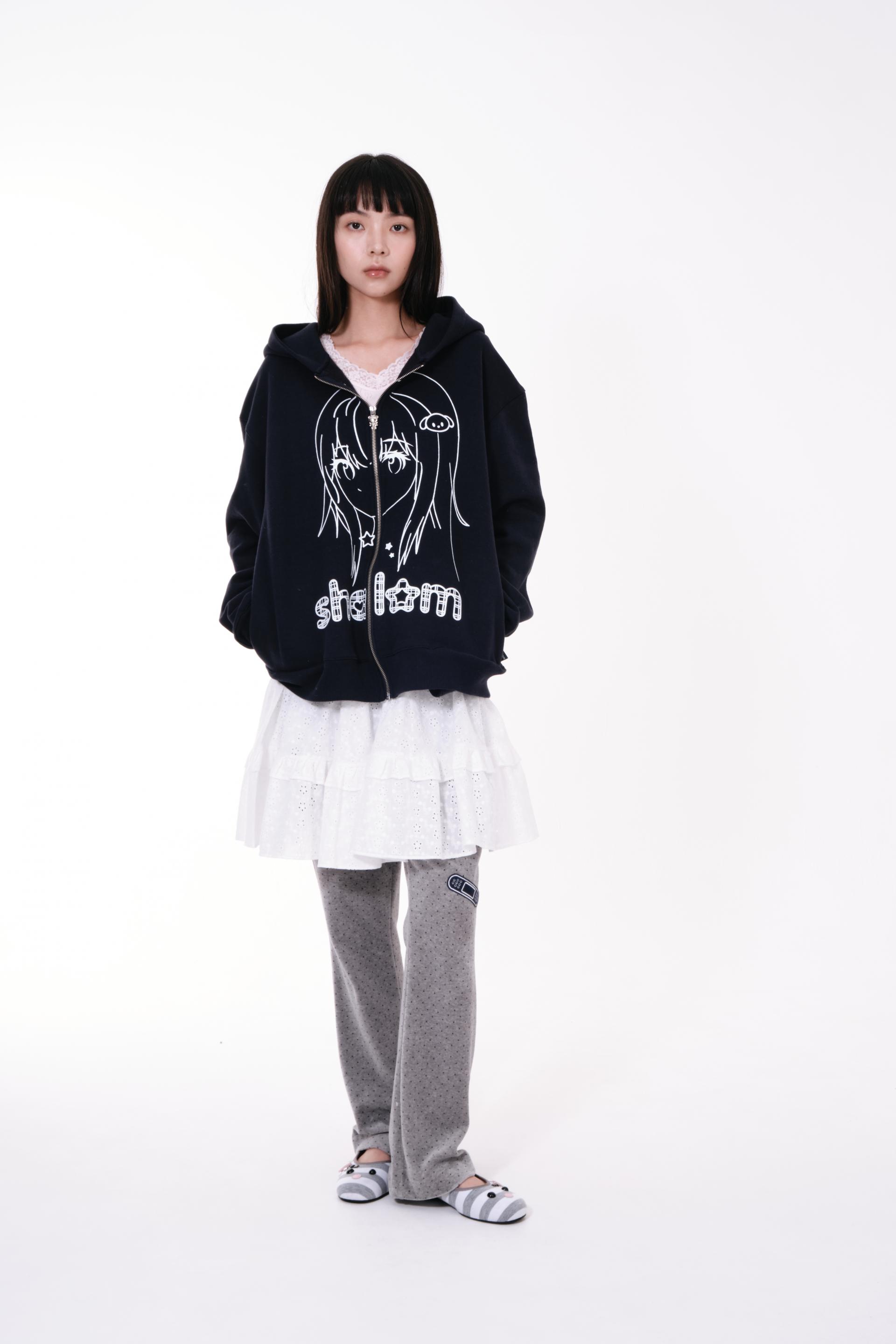 GOTTI ZIP-UP HOODIE NAVY : SHALOM