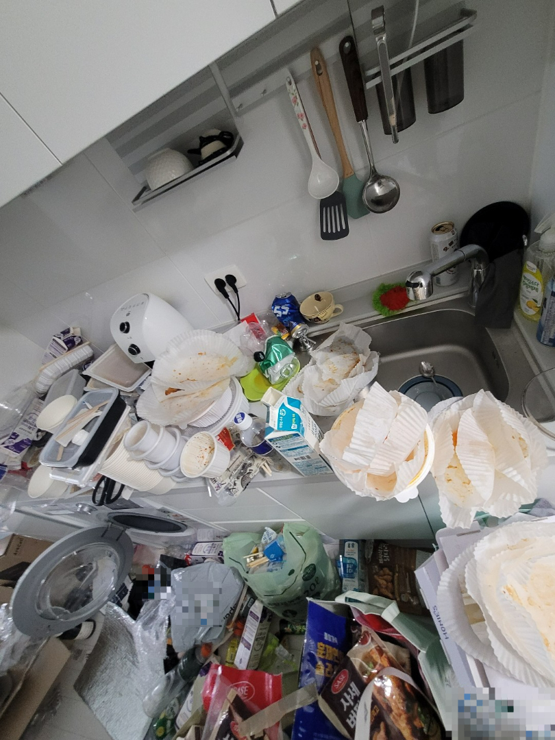 부산 쓰레기집 싱크대