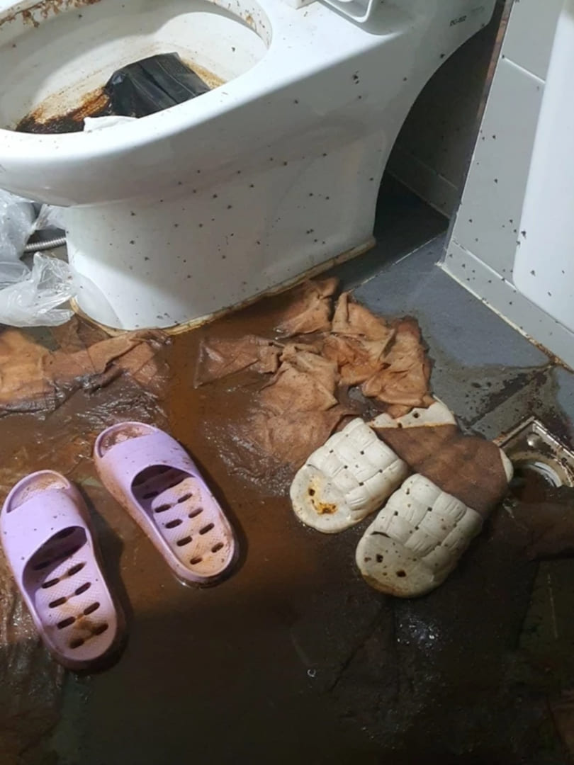 쓰레기집 화장실 바닥