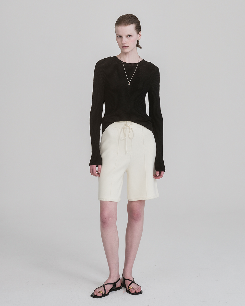 [3rd] Ribbed Summer Sweater in Cotton & Linen_Black