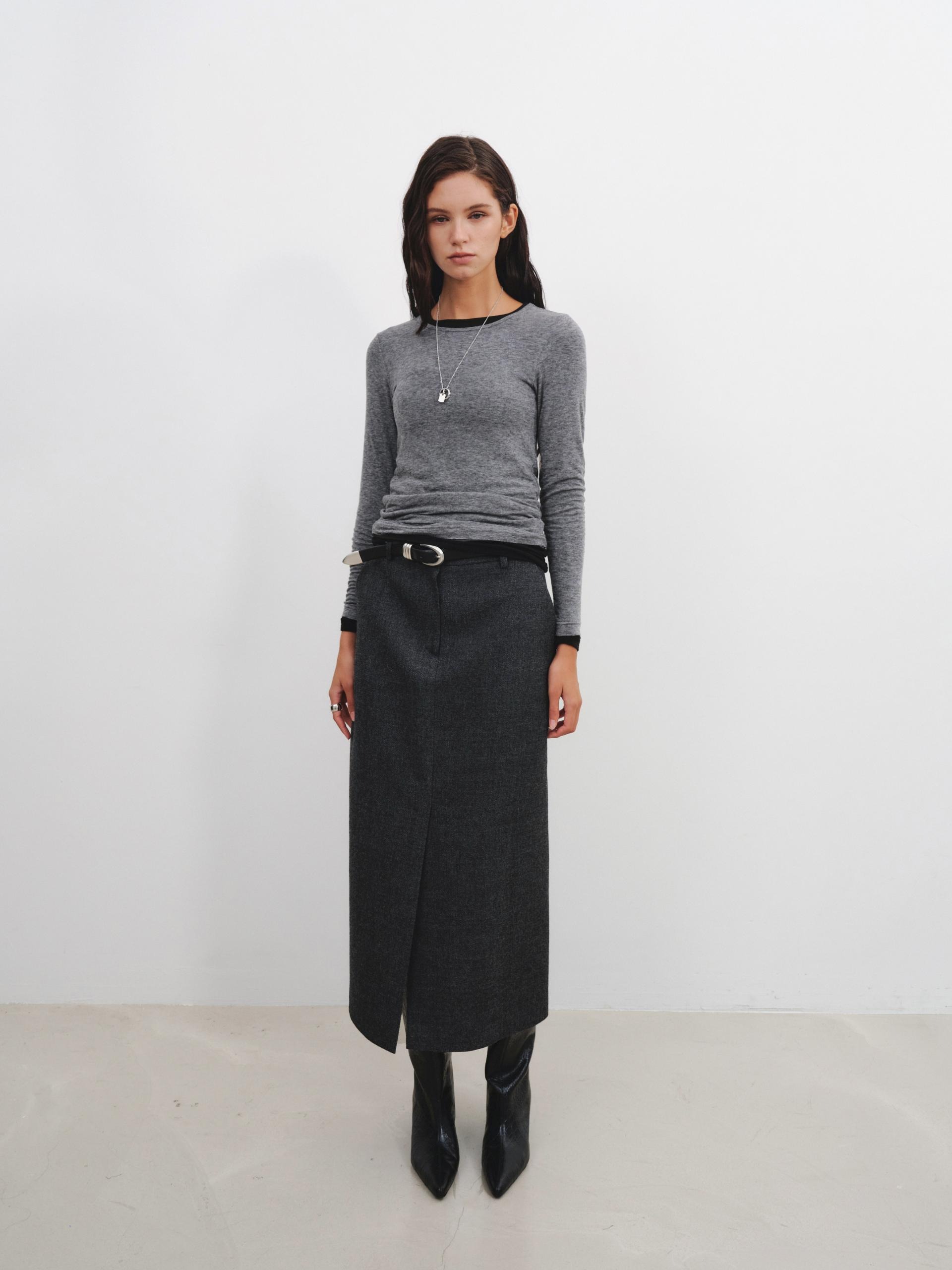 Cashmere Touch Long Sleeve T shirt_Cream