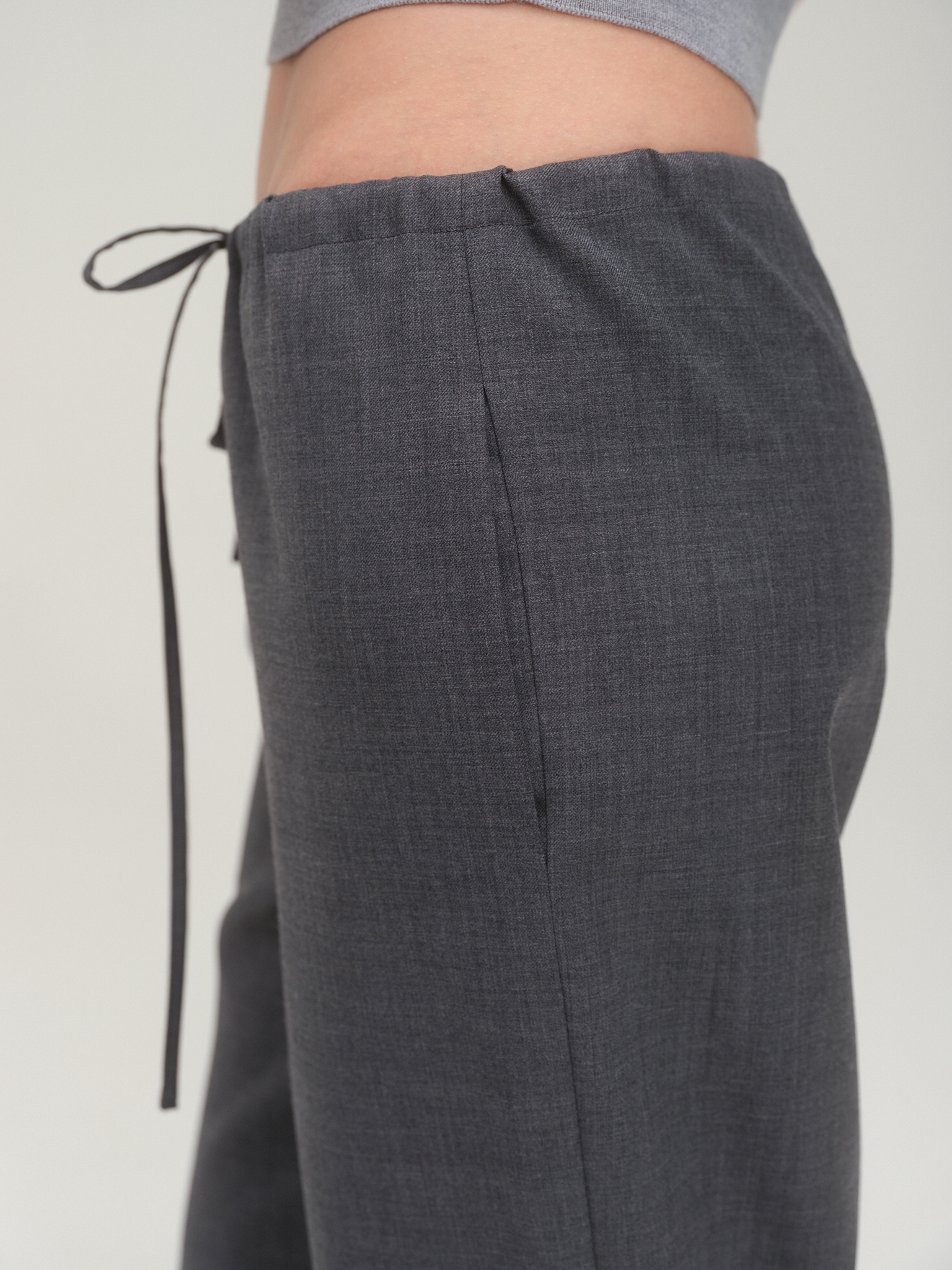 Wide Fit String Trouser in Summer Wool