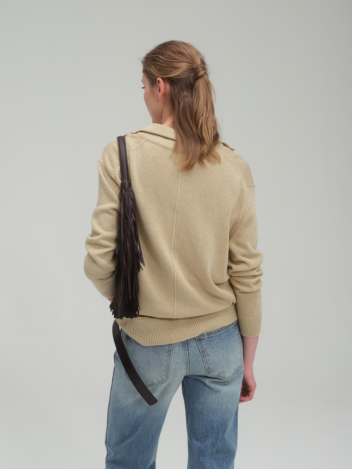Half zip sweater and tank top set_Sand Beige