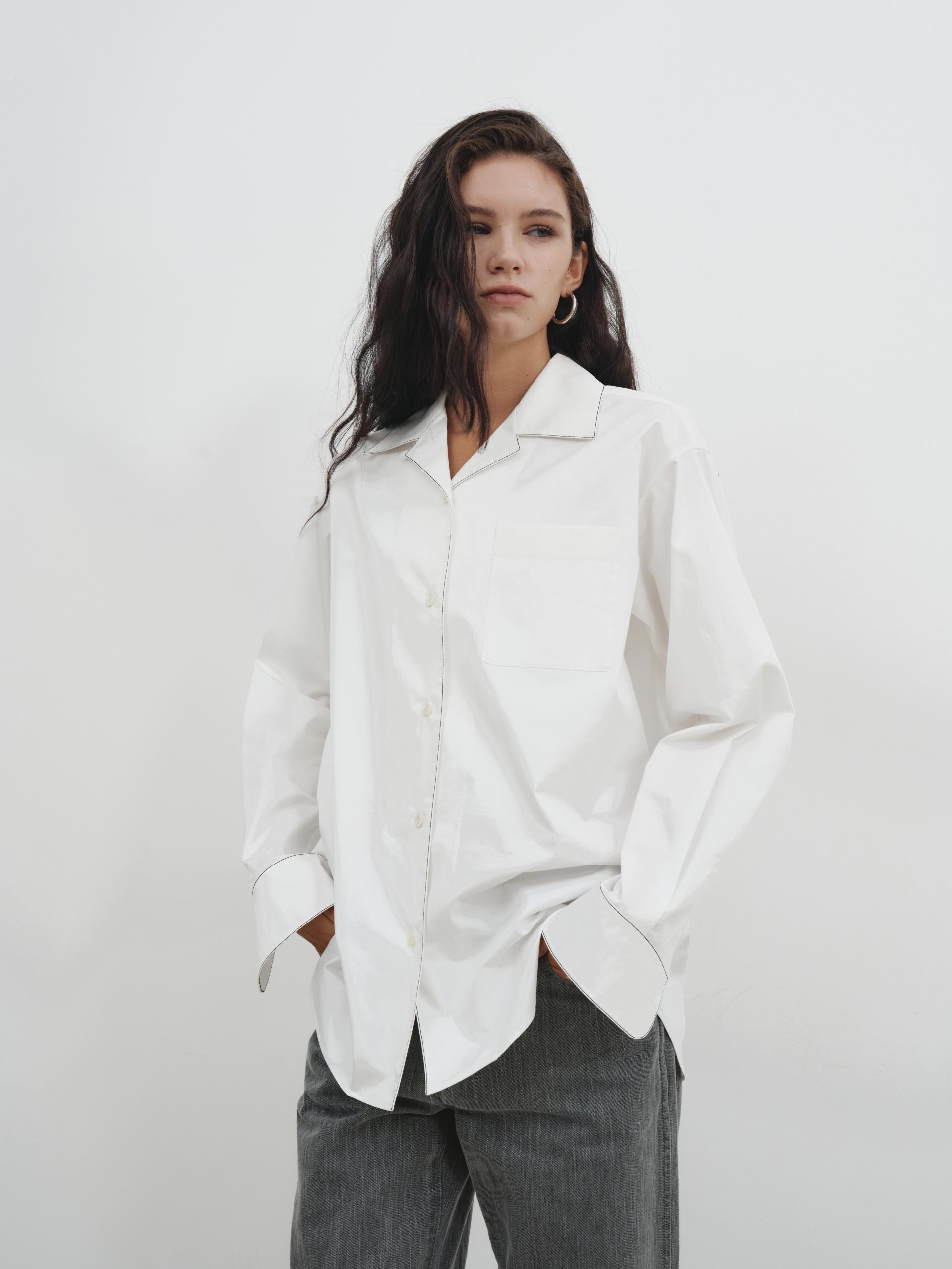 Notched collar shirt_White