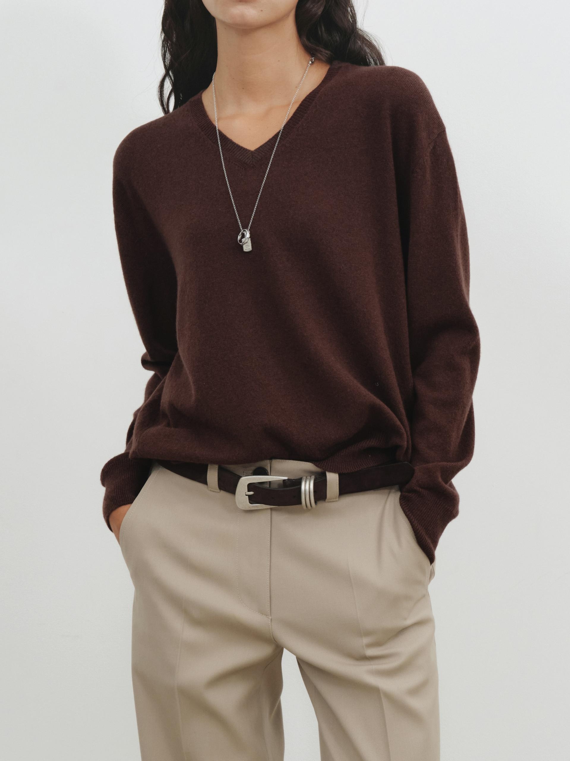 Standard V Neck Sweater in cashmere & wool_4 colors