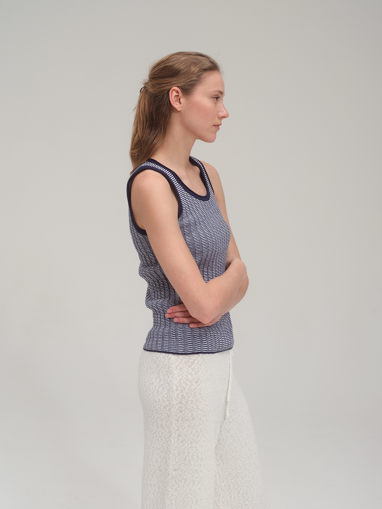 Half zip sweater and tank top set_Navy