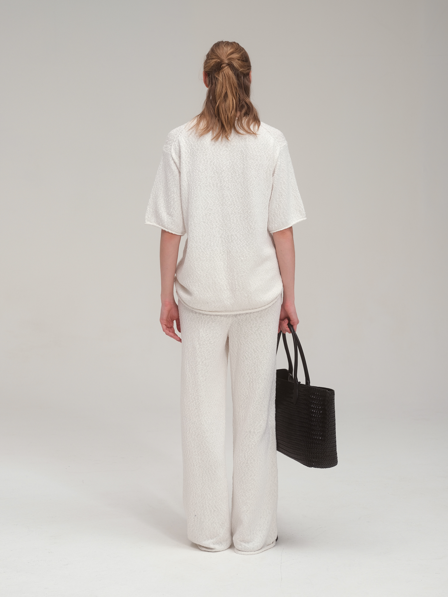 Cotton Summer Boucle Knit Set Up_White