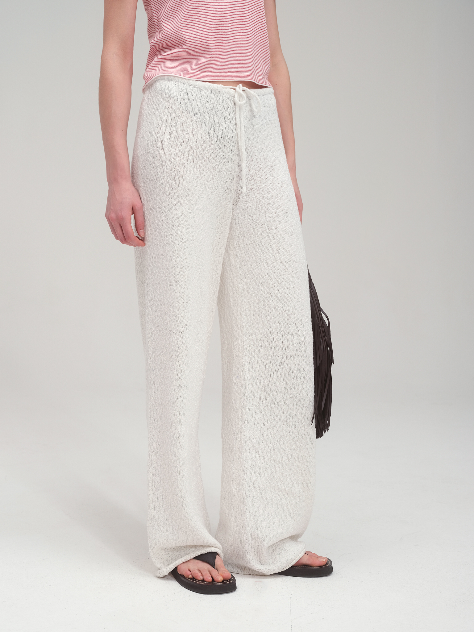 Cotton Summer Boucle Knit Set Up_White