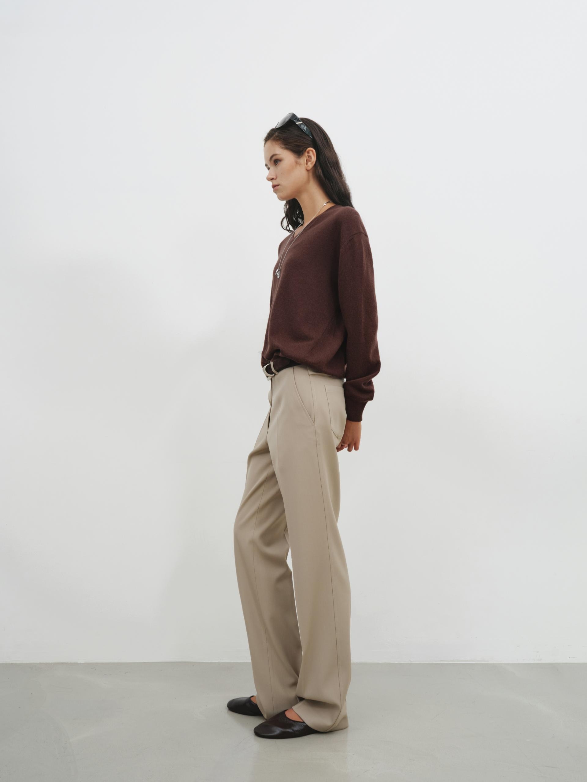Standard V Neck Sweater in cashmere & wool_4 colors