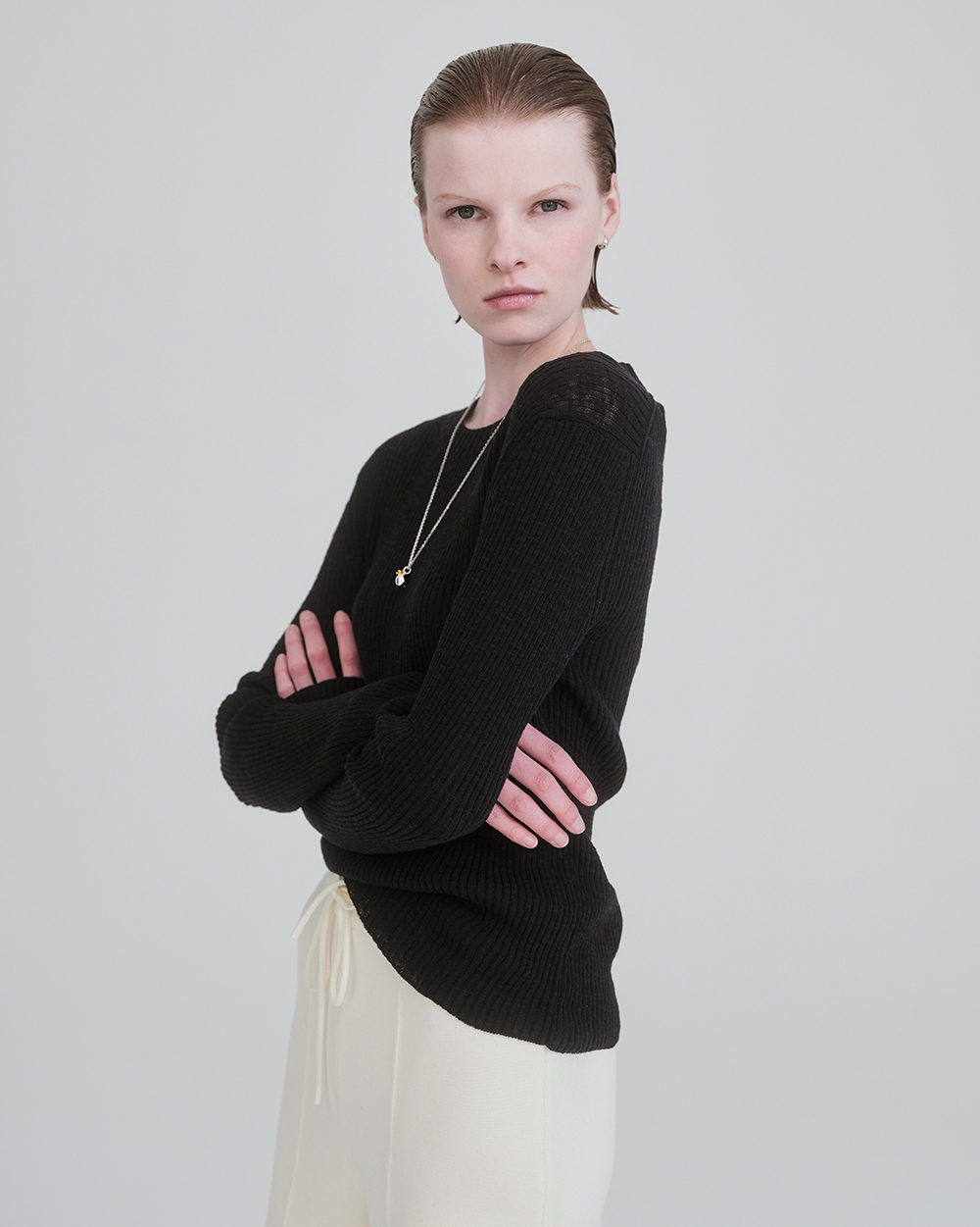 [3rd] Ribbed Summer Sweater in Cotton & Linen_Black