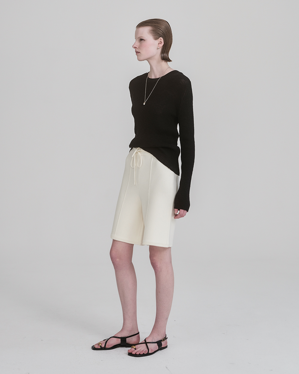 [3rd] Ribbed Summer Sweater in Cotton & Linen_Black