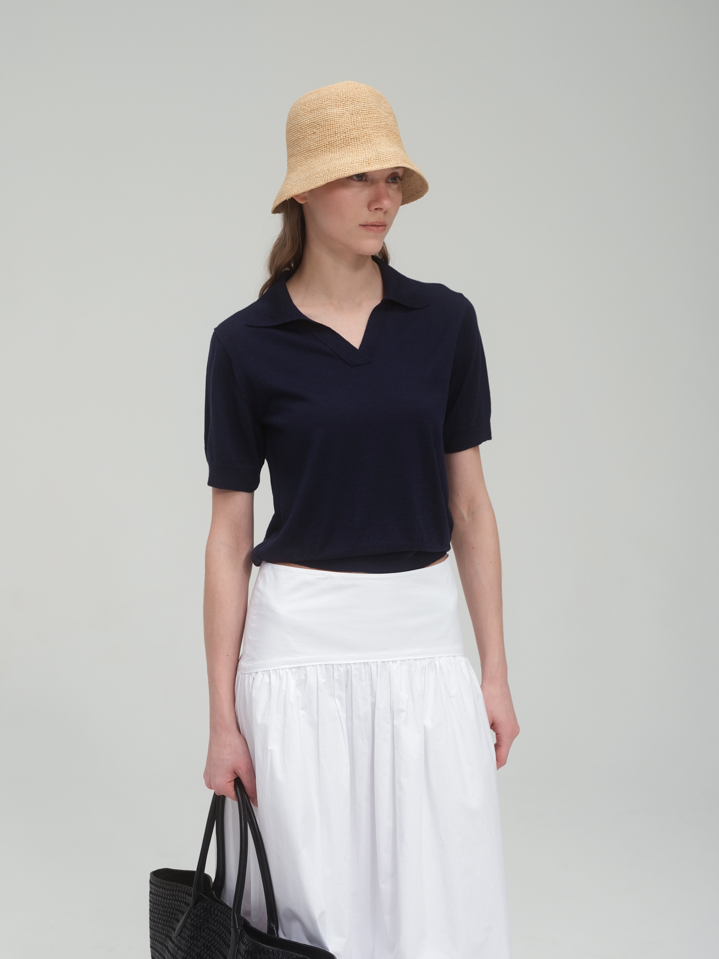 Fine Yarn Collar Summer Sweater_3 colors