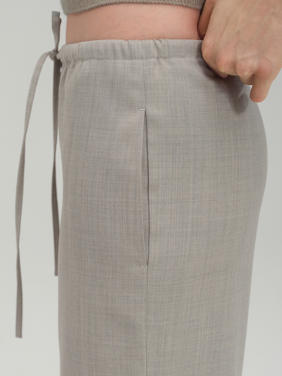Wide Fit String Trouser in Summer Wool