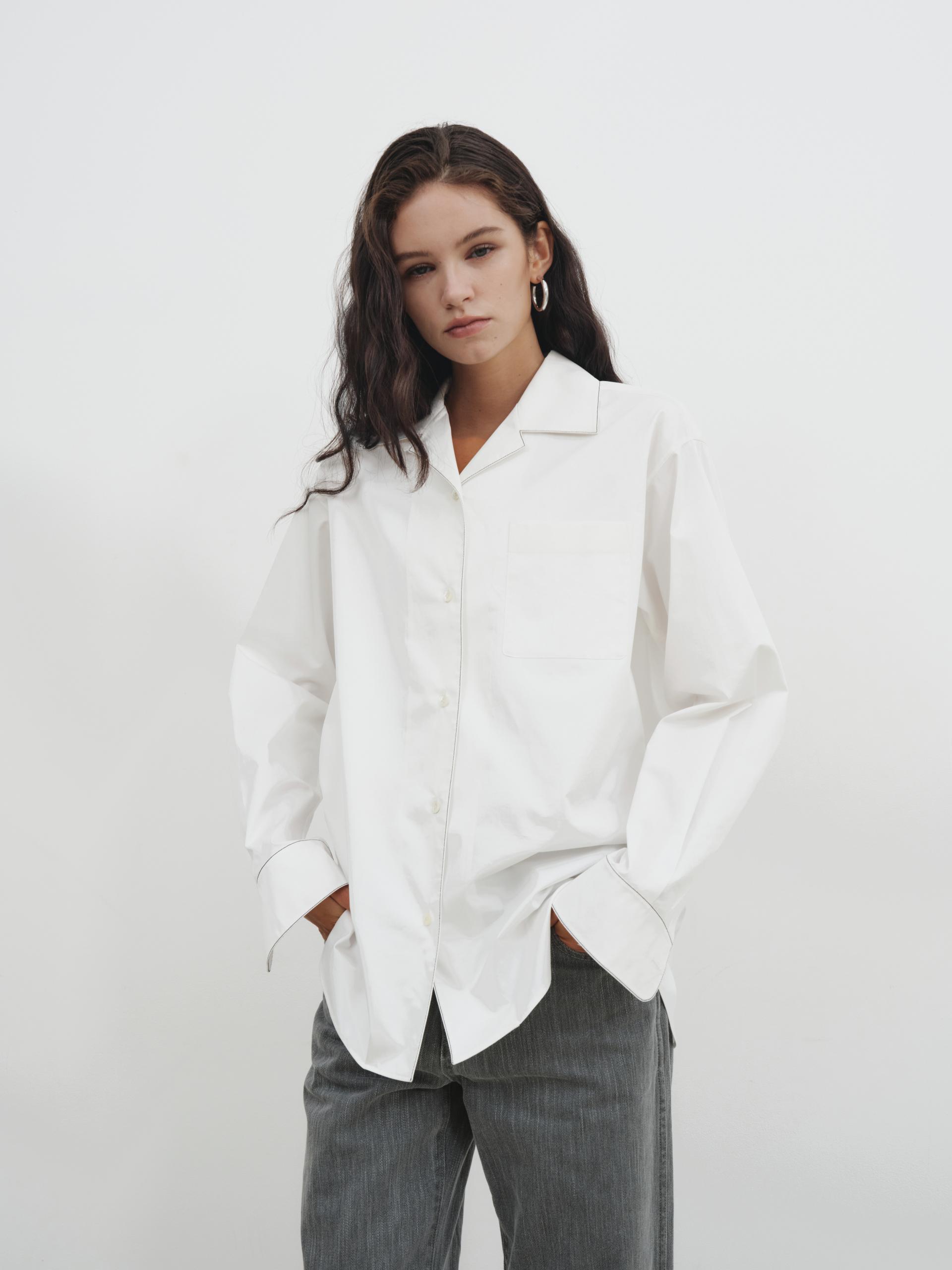 Notched collar shirt_White