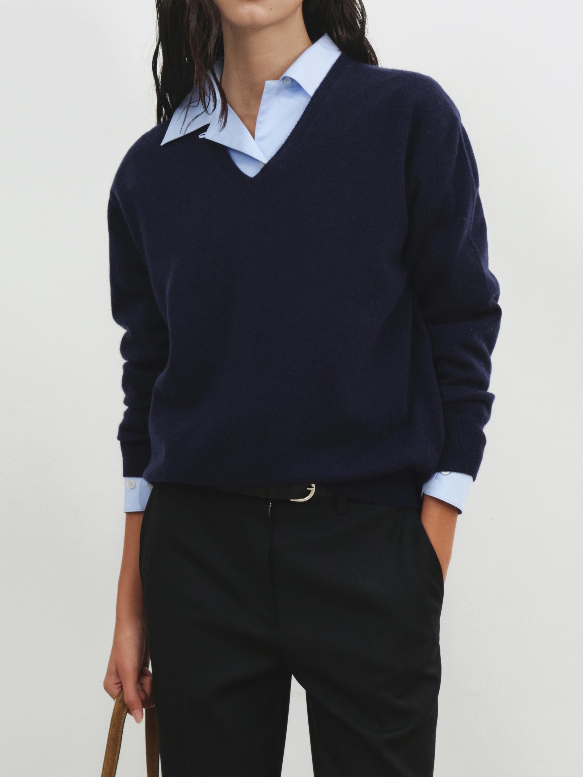 Standard V Neck Sweater in cashmere & wool_4 colors