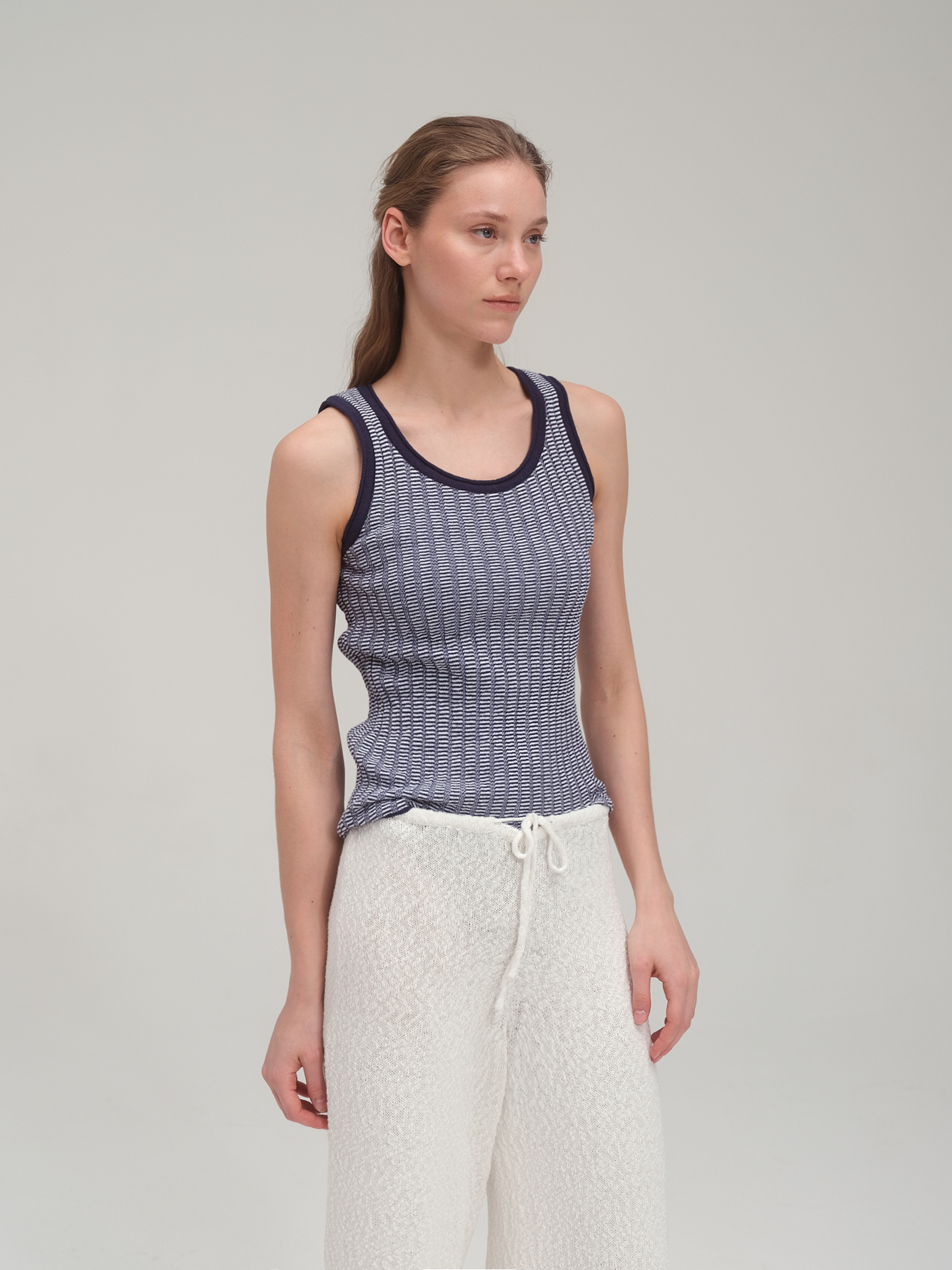 Half zip sweater and tank top set_Navy