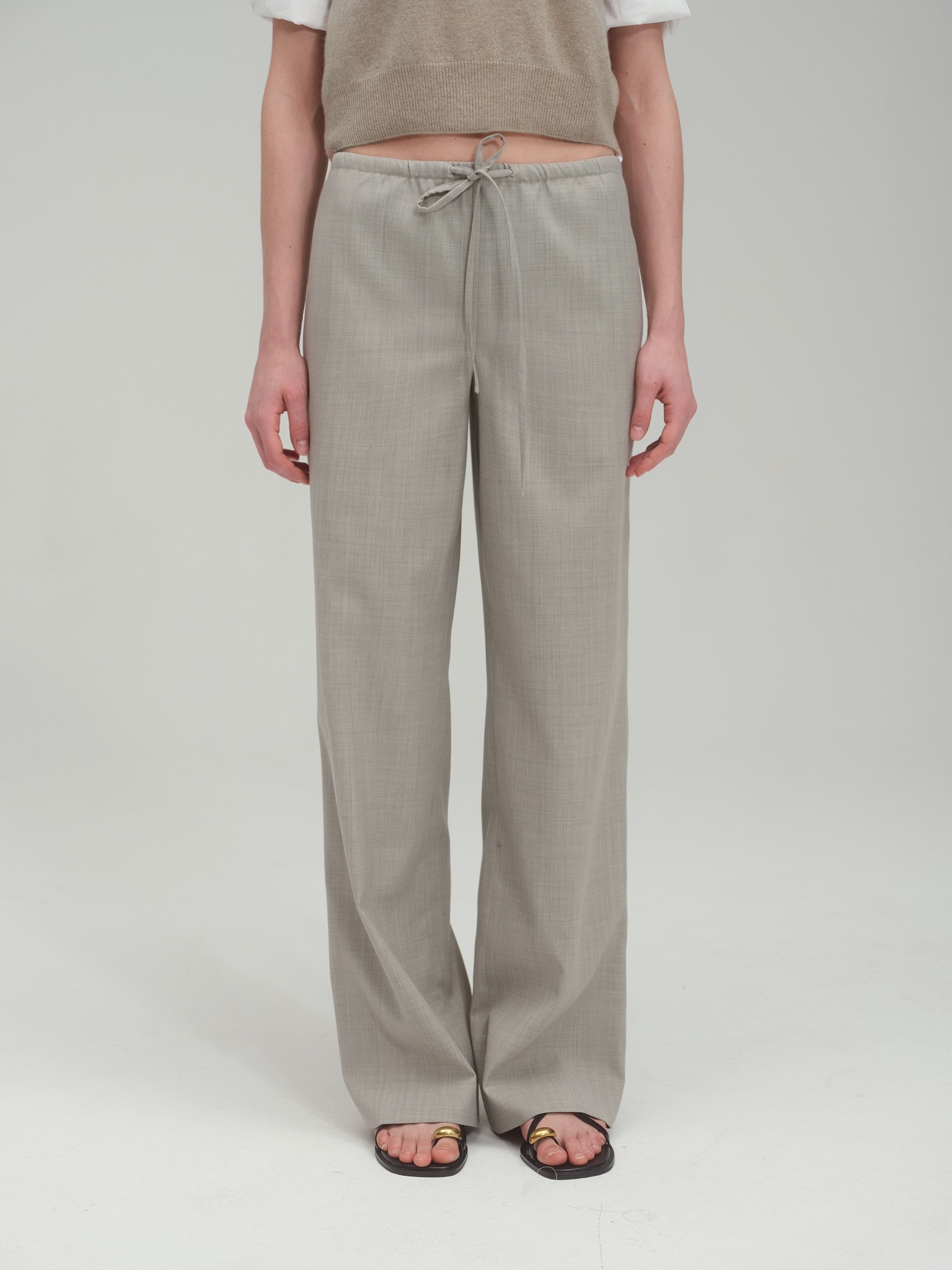 Wide Fit String Trouser in Summer Wool