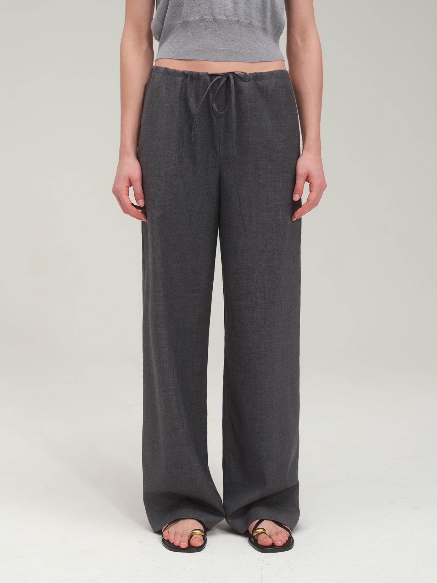Wide Fit String Trouser in Summer Wool