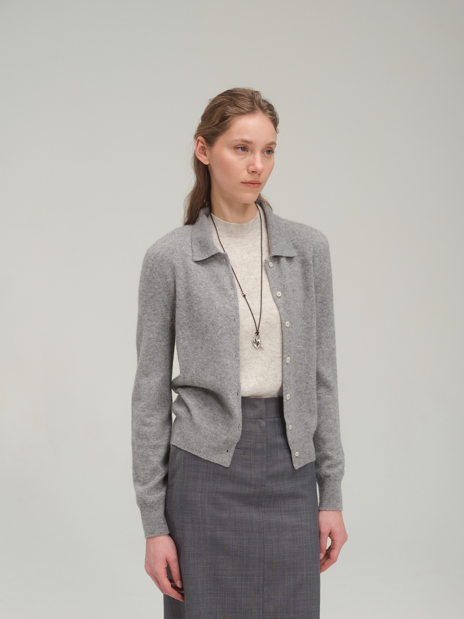 100% Pure Cashmere Shirt Cardigan_3 Colors