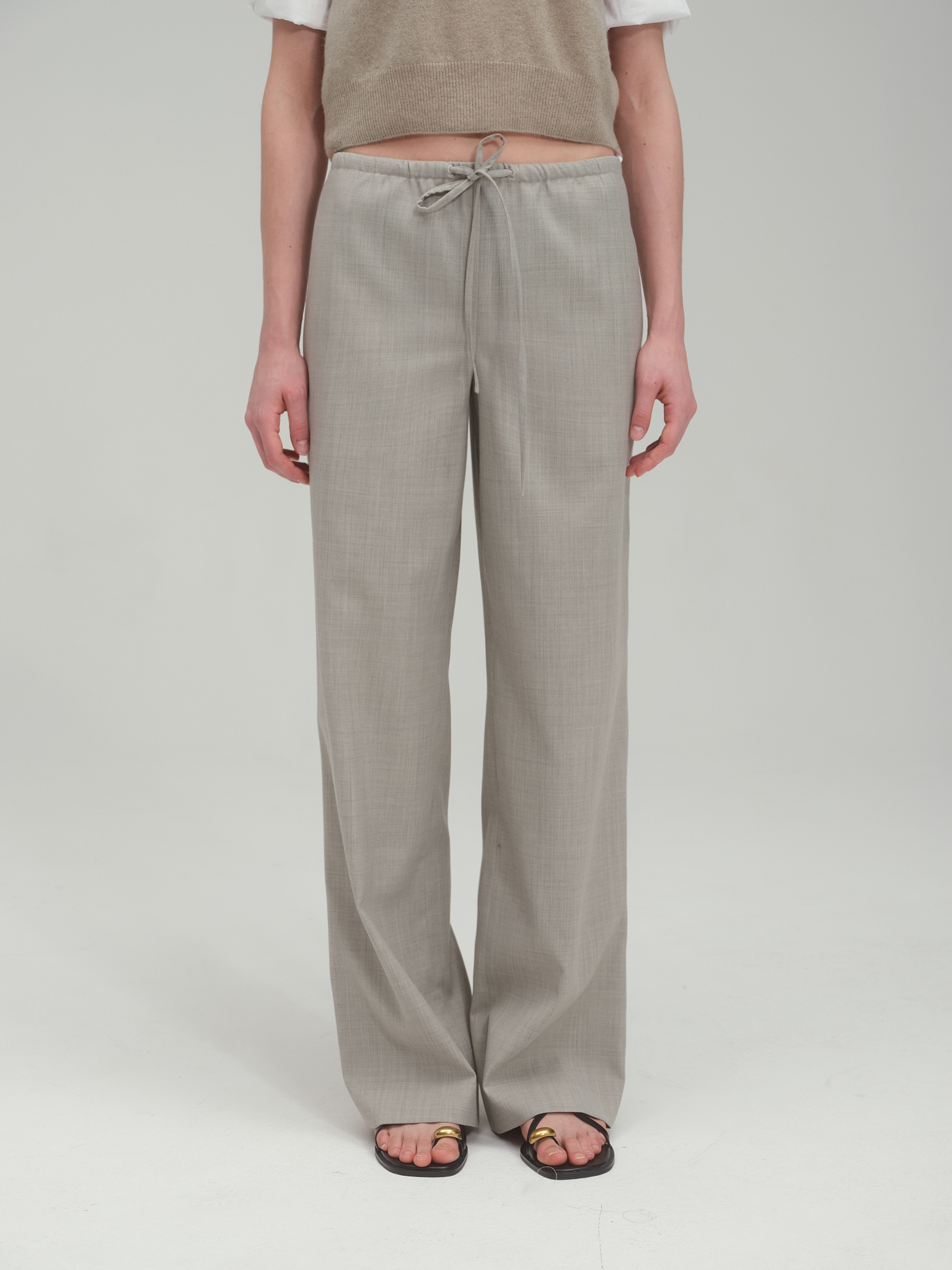 Wide Fit String Trouser in Summer Wool