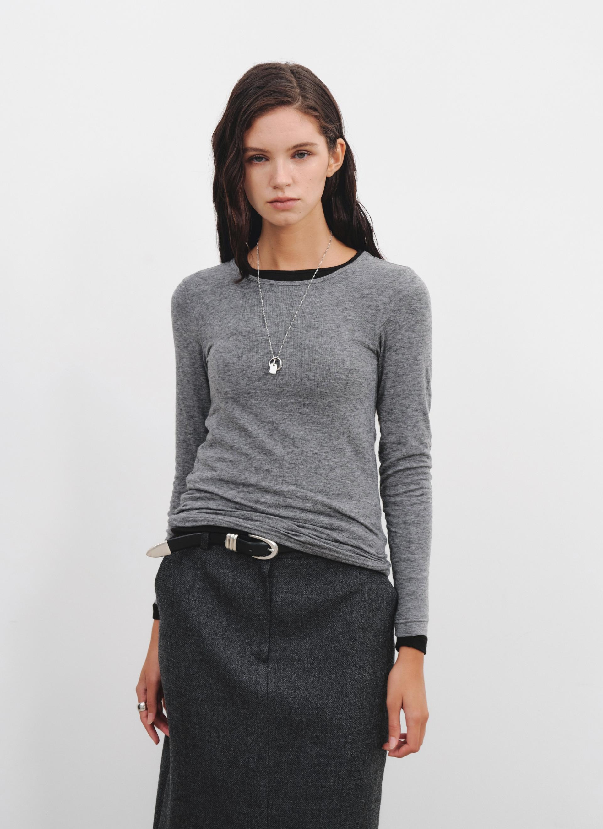 Cashmere Touch Long Sleeve T shirt_Cream
