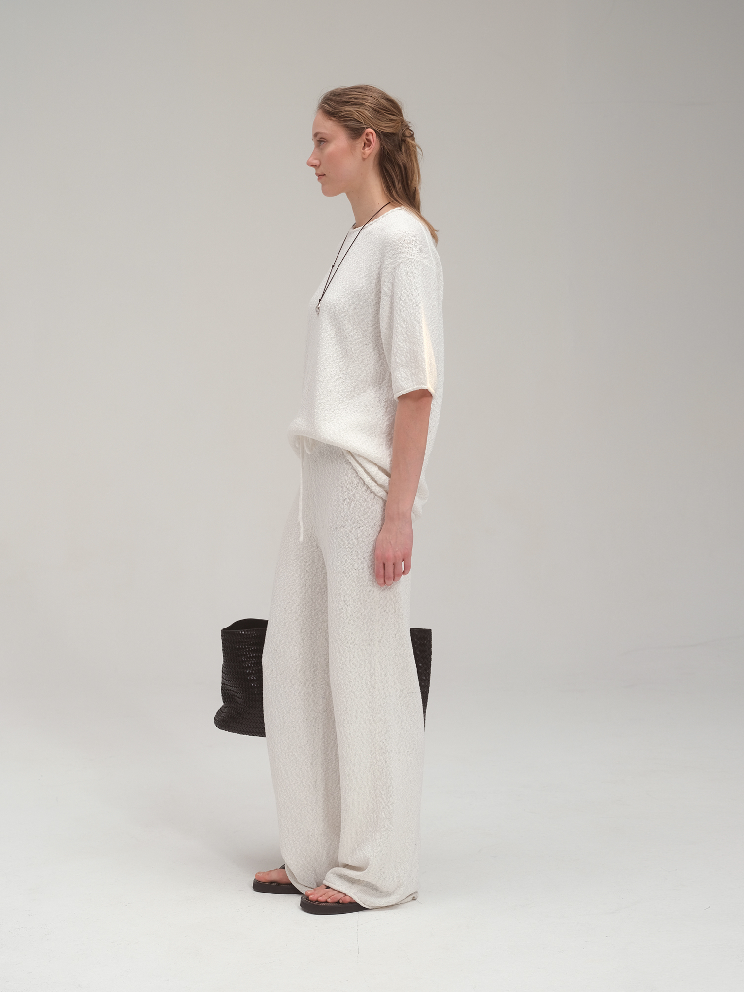 Cotton Summer Boucle Knit Set Up_White