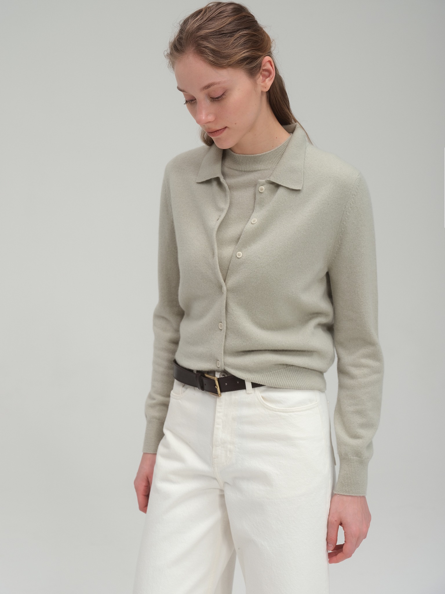 100% Pure Cashmere Shirt Cardigan_3 Colors