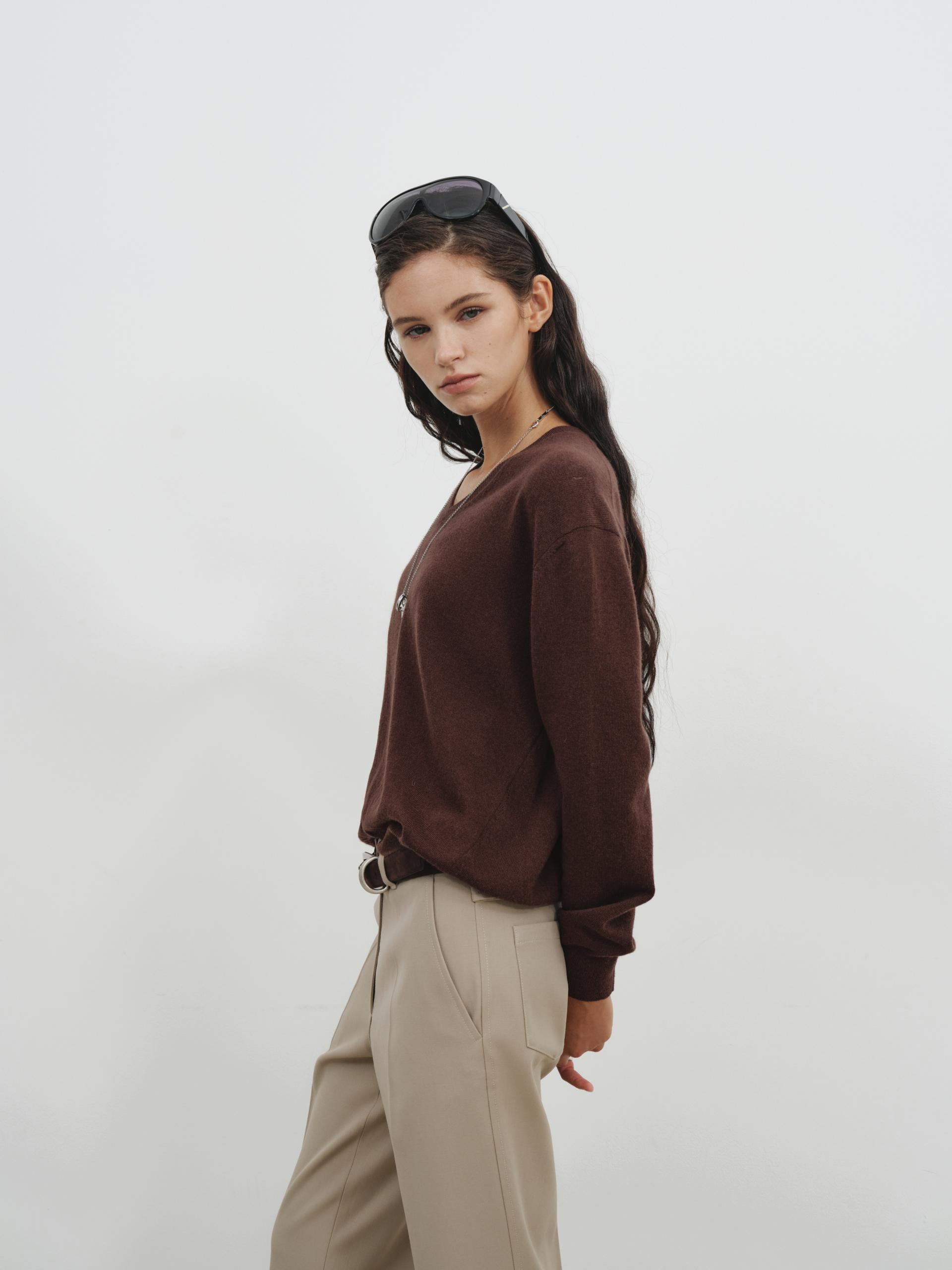 Standard V Neck Sweater in cashmere & wool_4 colors