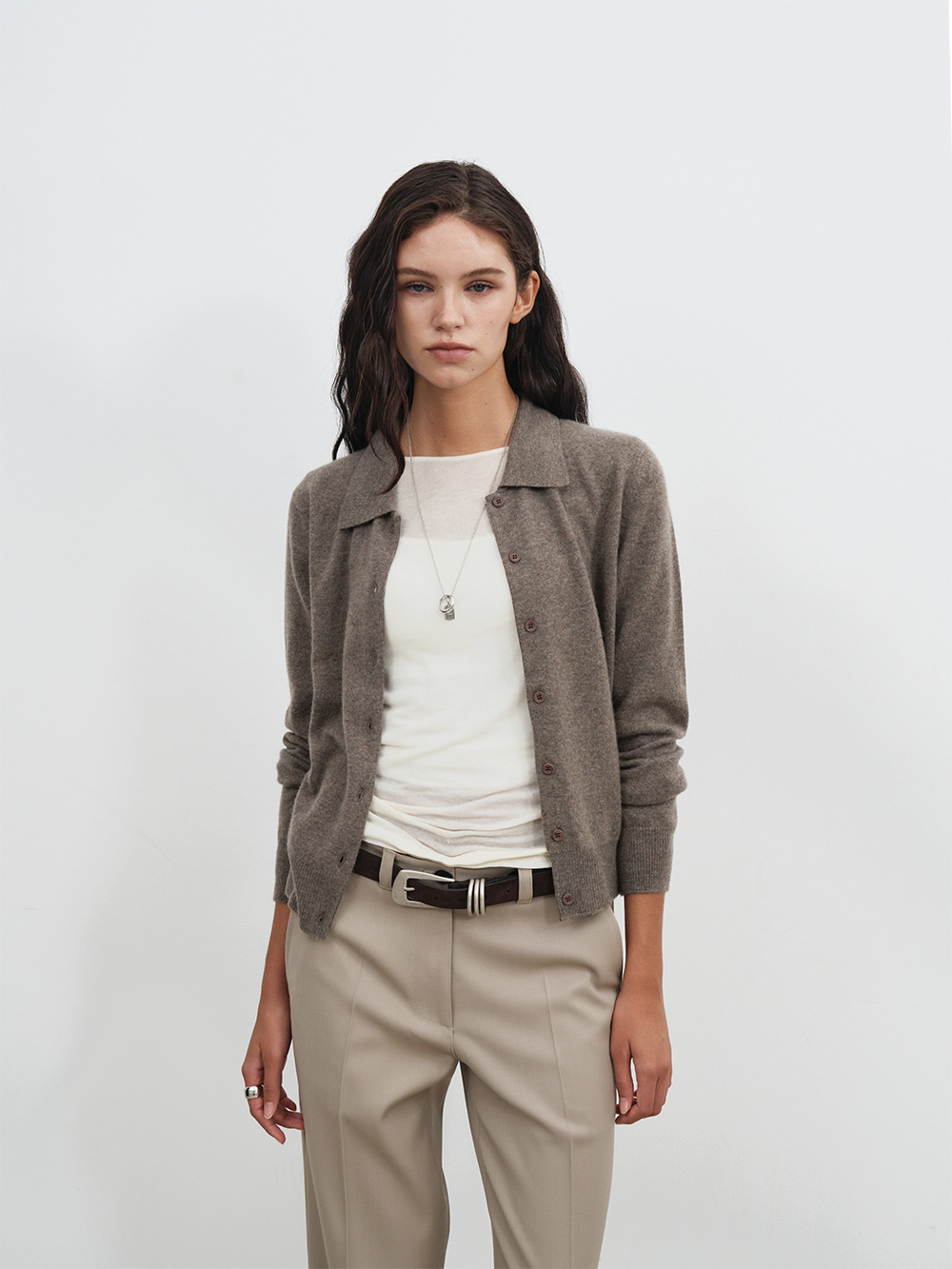 100% Pure Cashmere Shirt Cardigan_4 Colors
