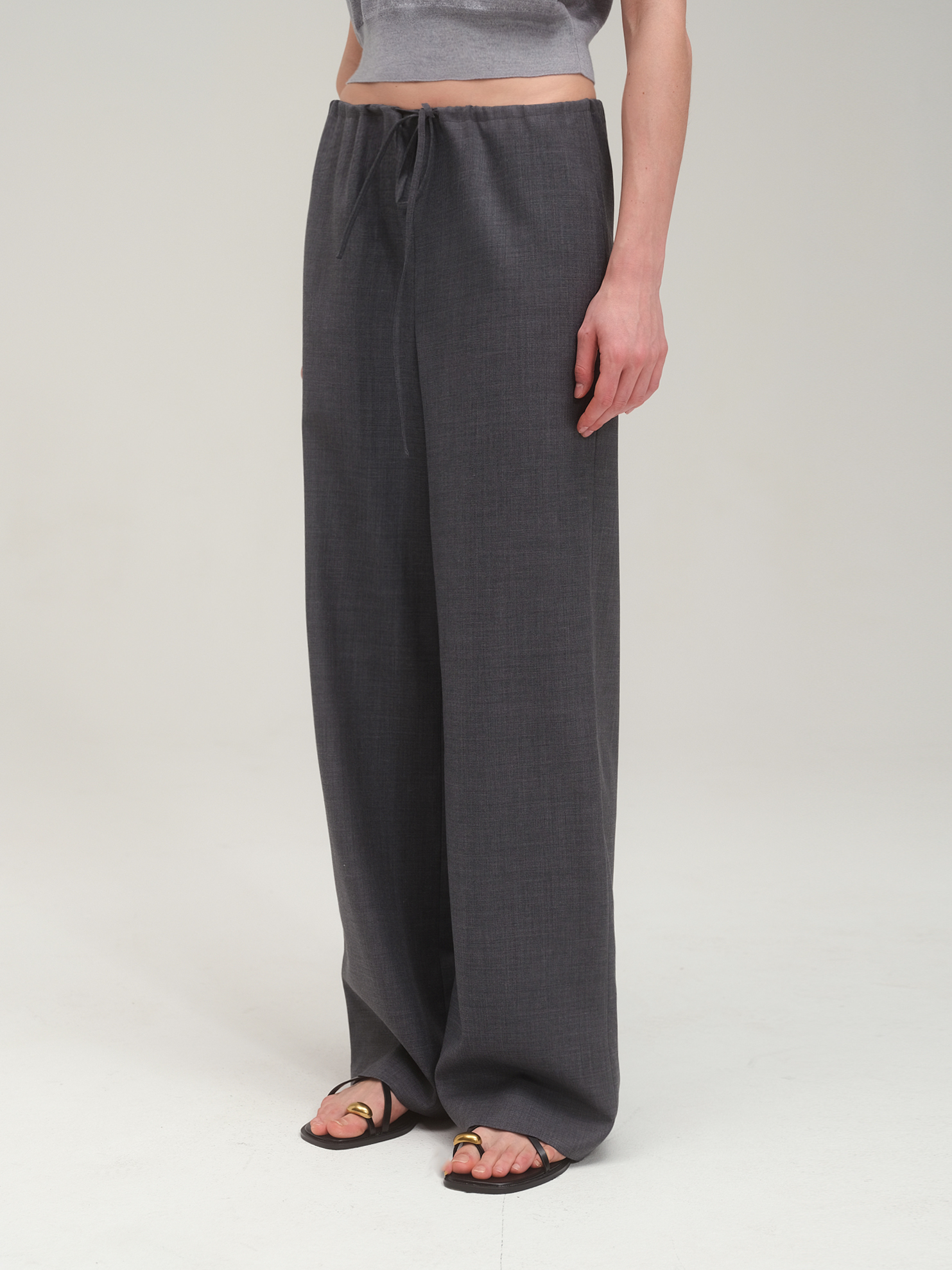 Wide Fit String Trouser in Summer Wool