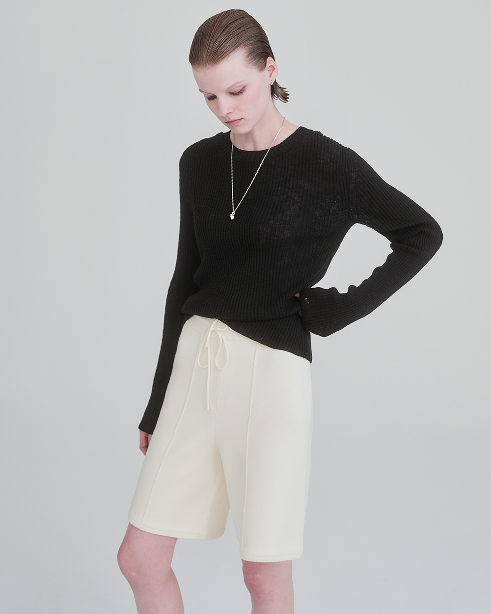 [3rd] Ribbed Summer Sweater in Cotton & Linen_Black