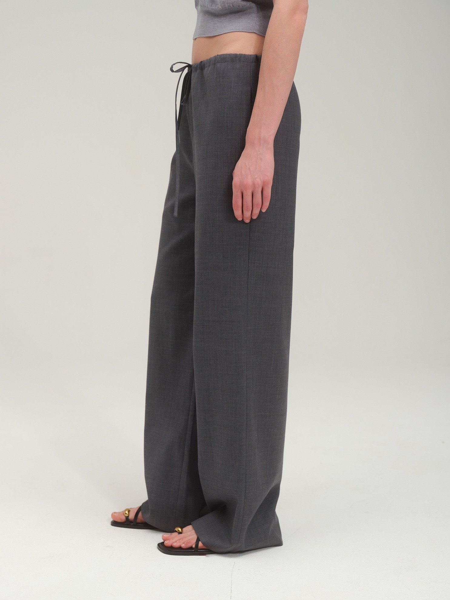 Wide Fit String Trouser in Summer Wool