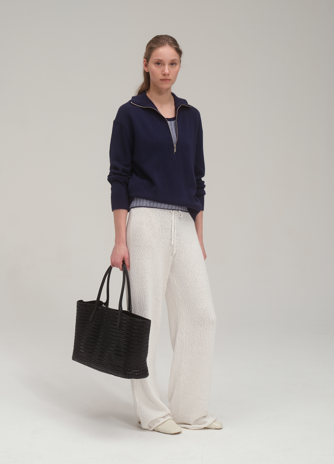 Half zip sweater and tank top set_Navy